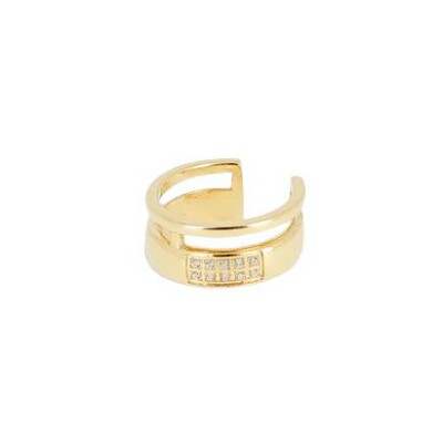 Earcuff Zag en acier doré et oxyde de zirconium