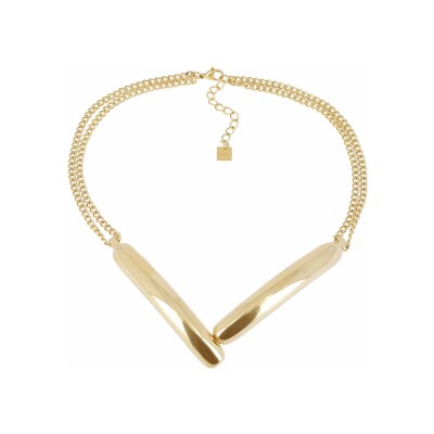 Collier jonc Zag Jonc Nelson en acier doré