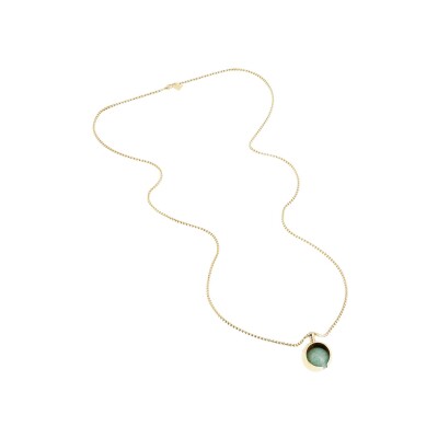 Collier sautoir Zag Tinkle en acier doré et amazonite