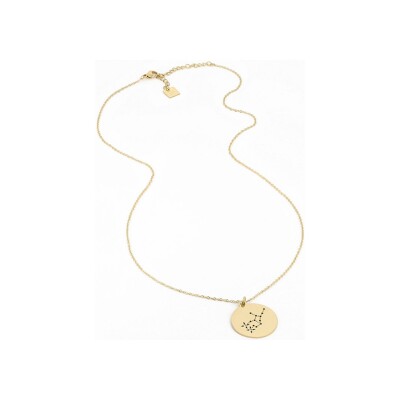 Collier sautoir Zag Virgo en acier doré et oxyde de zirconium, Vierge