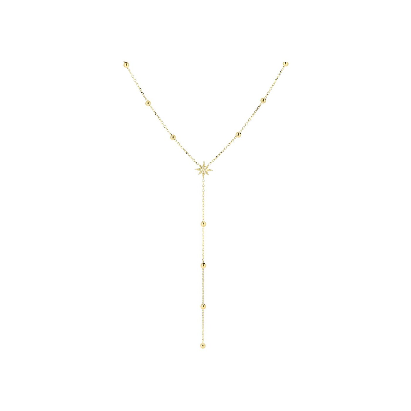 Collier ZAG Isaac en acier doré et oxydes de zirconium