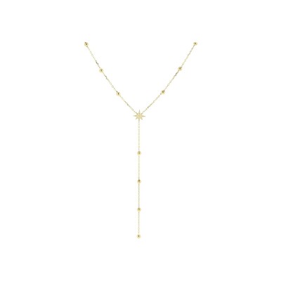 Collier ZAG Isaac en acier doré et oxydes de zirconium