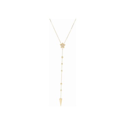 Collier Zag Aéris en acier doré et oxyde de zirconium