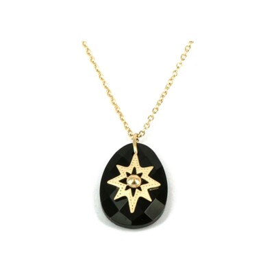 Collier Zag Inley en acier doré et onyx noir