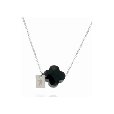 Collier Zag Vega en acier et verre, Noir