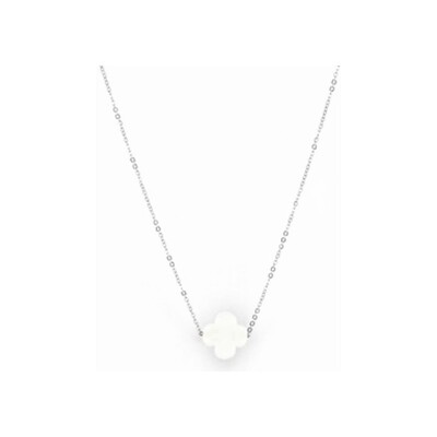 Collier Zag Vega en acier et verre, Blanc