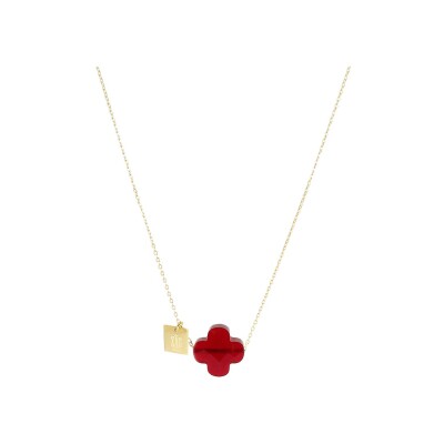 Collier Zag Vega en acier doré et verre, Rouge