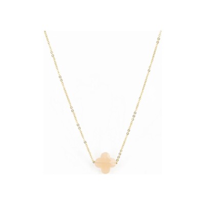 Collier Zag Vega en acier doré et verre, Nude