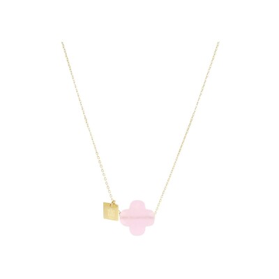Collier Zag Vega en acier doré et verre, Rose