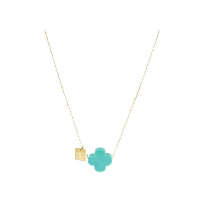Collier Zag Vega en acier doré et verre
