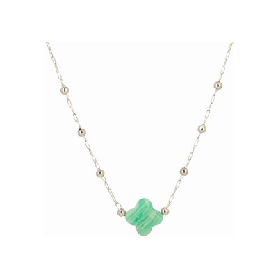 Collier Zag Velasquez en acier et amazonite