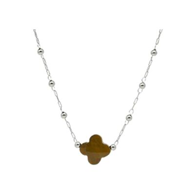 Collier Zag Velasquez en acier et oeil de tigre