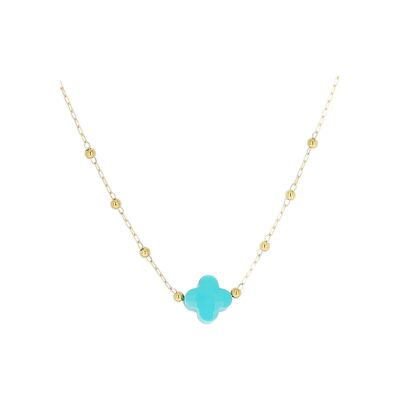 Collier Zag Velasquez en acier doré et turquoise