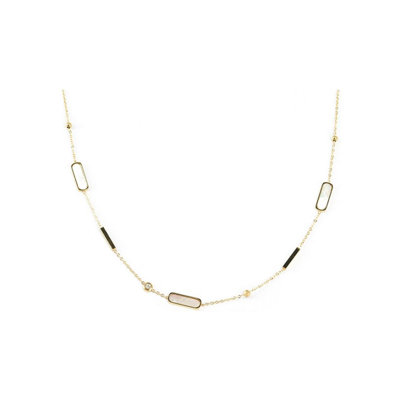 Collier ZAG en acier doré et nacre