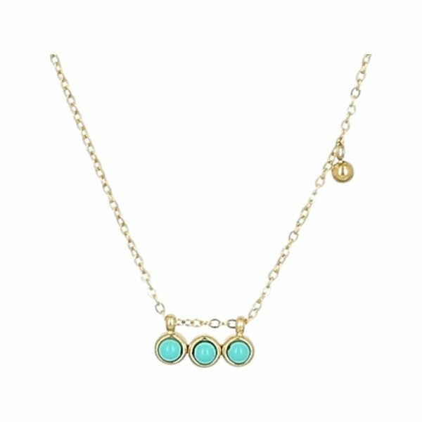 Collier Zag en acier doré et turquoise