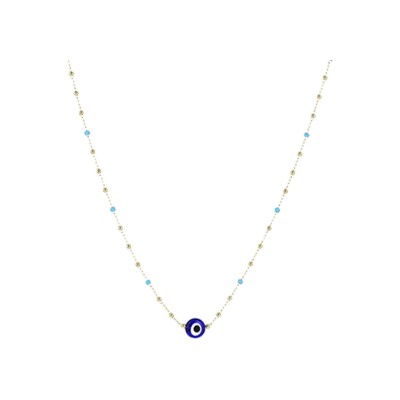 Collier Zag Bodrum en acier doré et résine, Bleu
