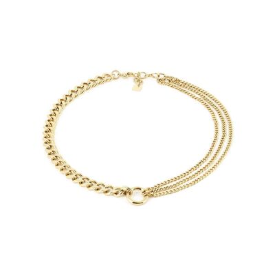 Collier Zag Quatro en acier doré