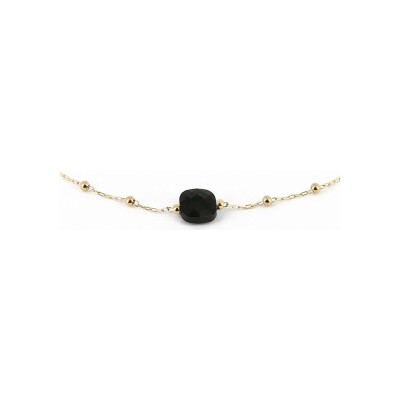 Collier Zag Pablo en acier doré et onyx noir