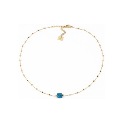 Collier Zag Pablo en acier doré et apatite