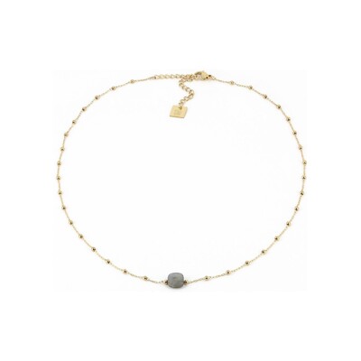 Collier Zag Pablo en acier doré et labradorite