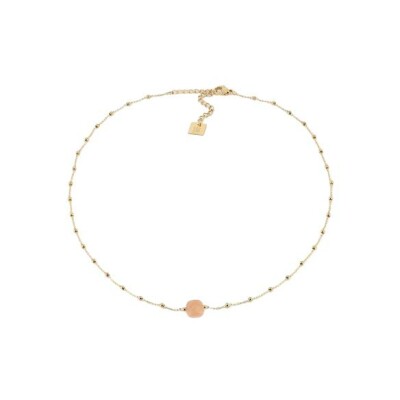 Collier Zag Pablo en acier doré et pierre de soleil