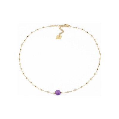 Collier Zag Pablo en acier doré et améthyste