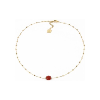 Collier Zag Pablo en acier doré et cornaline