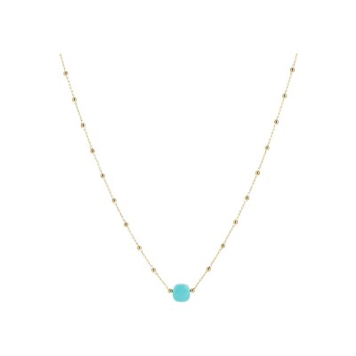 Collier Zag Pablo en acier doré et turquoise