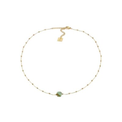 Collier Zag Pablo en acier doré et turquoise africaine