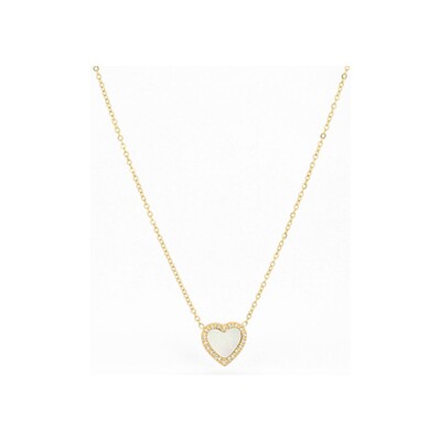 Collier Zag Alice en acier doré, nacre et oxyde de zirconium