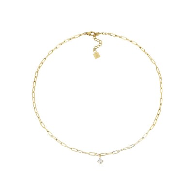 Collier Zag Renée en acier doré et oxyde de zirconium