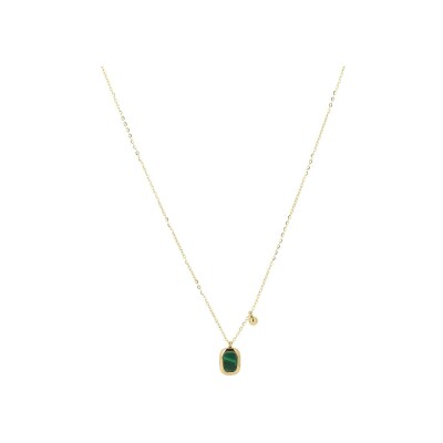 Collier Zag Lilou en acier doré et malachite