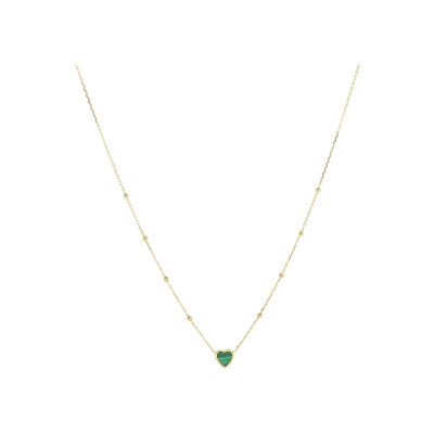 Collier Zag Bisou en acier doré et malachite