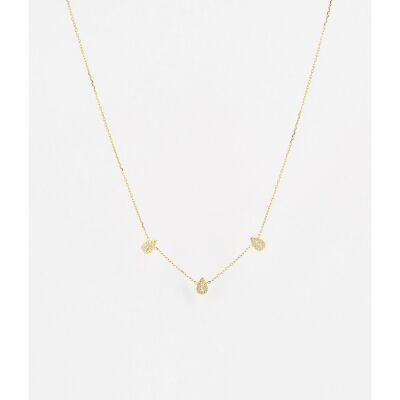 Collier Zag en acier doré et oxyde de zirconium