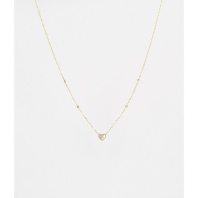 Collier Zag en acier doré et oxyde de zirconium