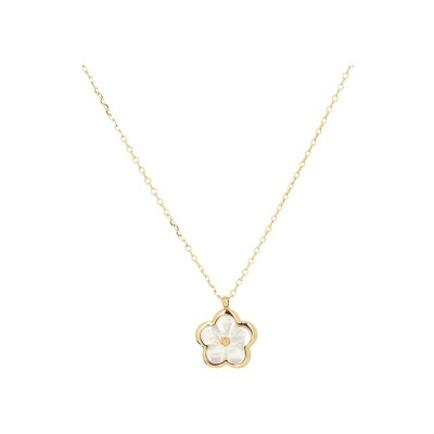 Collier Zag Flores en acier doré et nacre