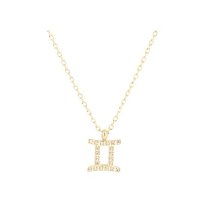 Collier Zag Gemini en acier doré et oxyde de zirconium