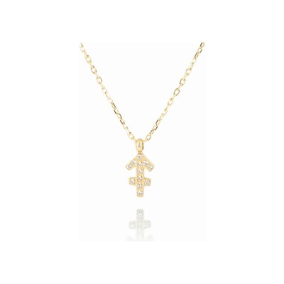 Collier Zag Sagittarius en acier doré et oxyde de zirconium