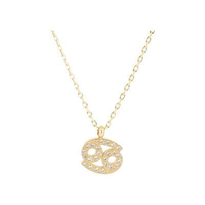 Collier Zag Cancer en acier doré et oxyde de zirconium
