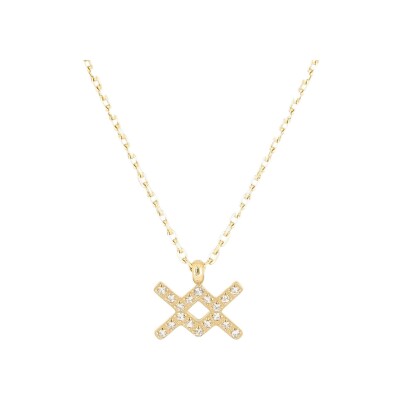 Collier Zag Aquarius en acier doré et oxyde de zirconium