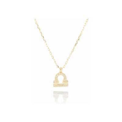 Collier Zag Libra en acier doré et oxyde de zirconium