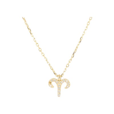 Collier Zag Aries en acier doré et oxyde de zirconium