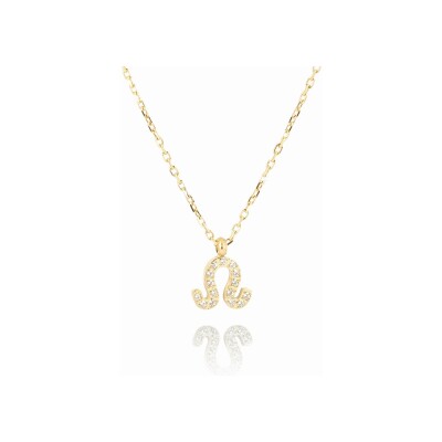 Collier Zag Leo en acier doré et oxyde de zirconium