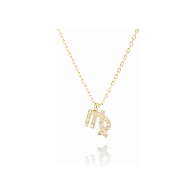 Collier Zag Virgo en acier doré et oxyde de zirconium