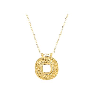 Collier Zag Pinto en acier doré et pierre naturelle