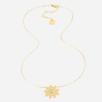Collier ZAG en acier doré et oxydes de zirconium