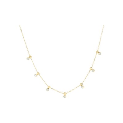 Collier Zag Odile en acier doré et oxyde de zirconium