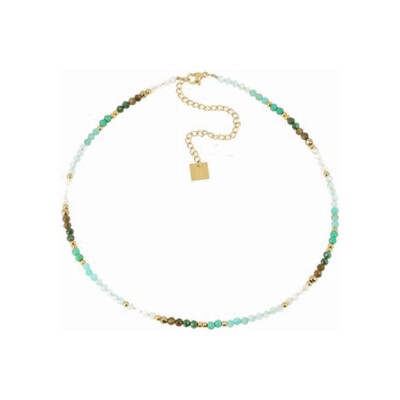 Collier Zag Tutti-Frutti en acier doré, Bleu