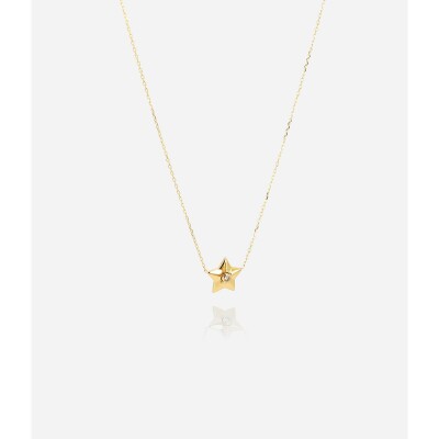 Collier Zag en acier doré et oxyde de zirconium