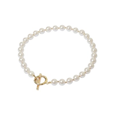 Collier Zag Louka en acier doré et perles de verre